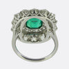 Antique 1.20 Carat Emerald and Diamond Cluster Ring