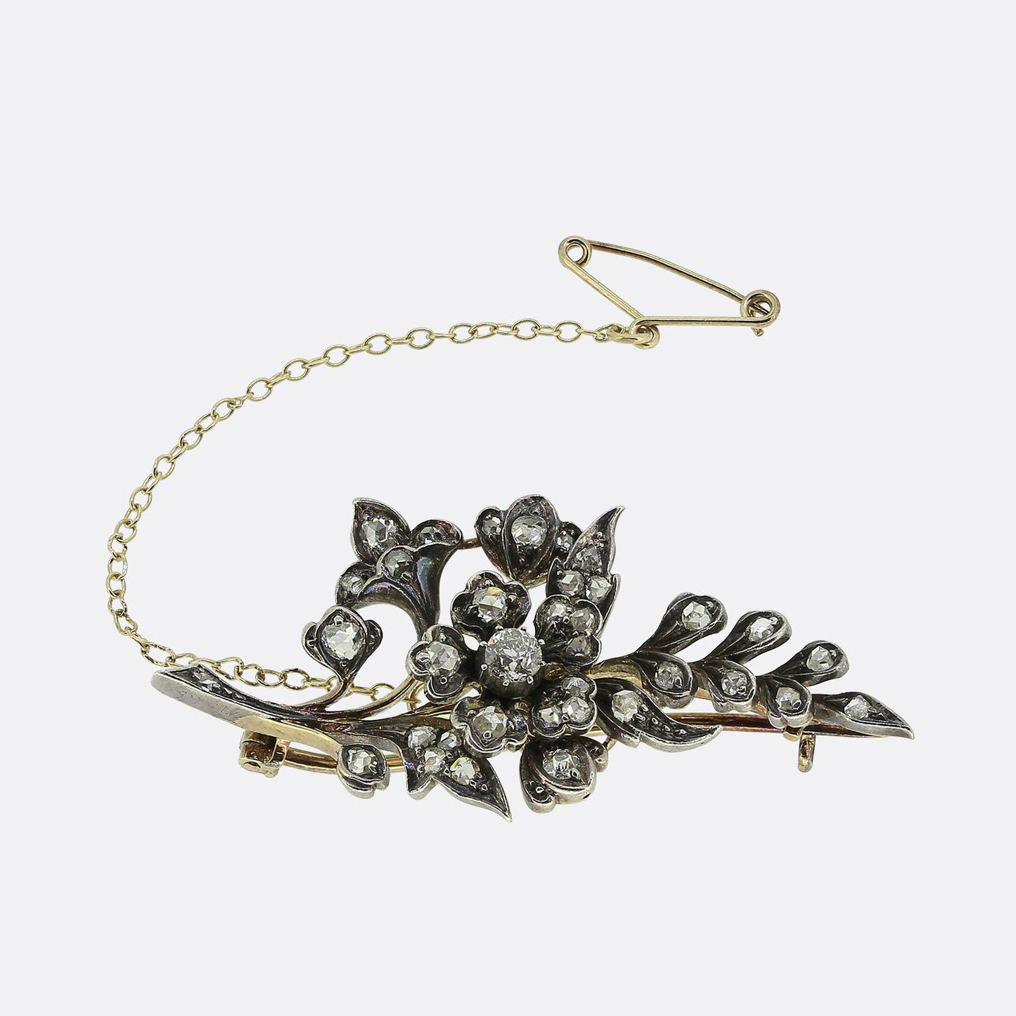 Victorian Diamond Floral Brooch