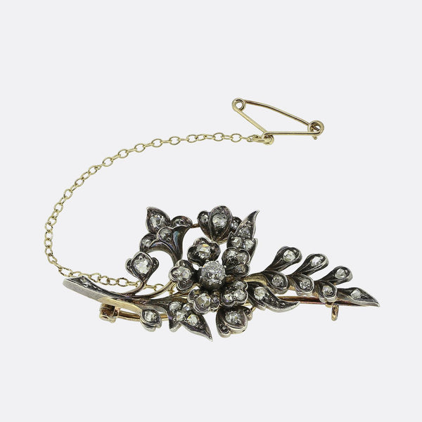 Victorian Diamond Floral Brooch