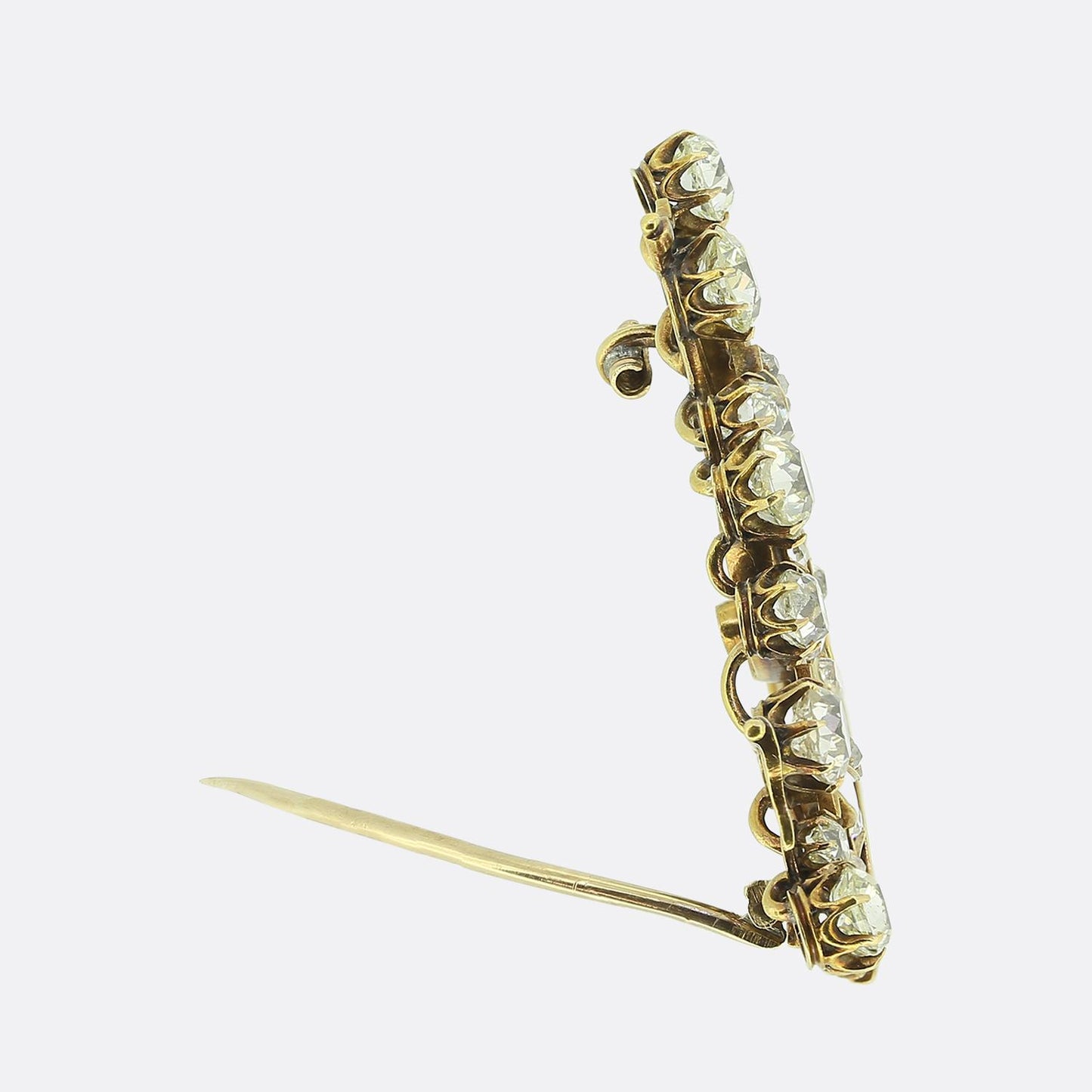 Victorian Old Cut Diamond and Enamel Crown Brooch