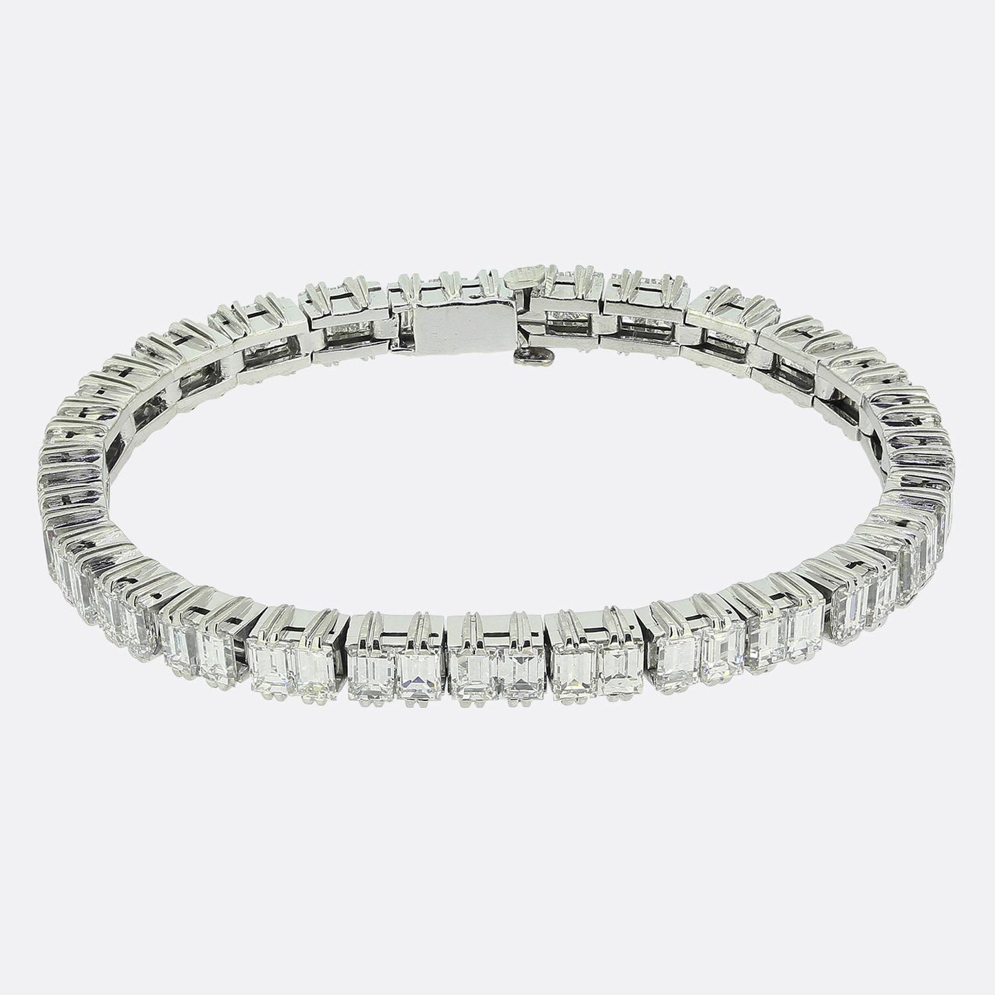 10.00 Carat Baguette Cut Diamond Line Bracelet