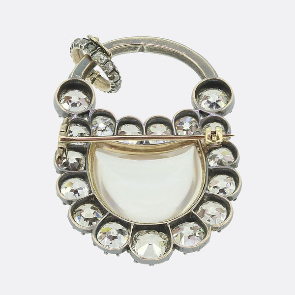 Victorian Rock Crystal and Diamond Padlock Pendant Brooch
