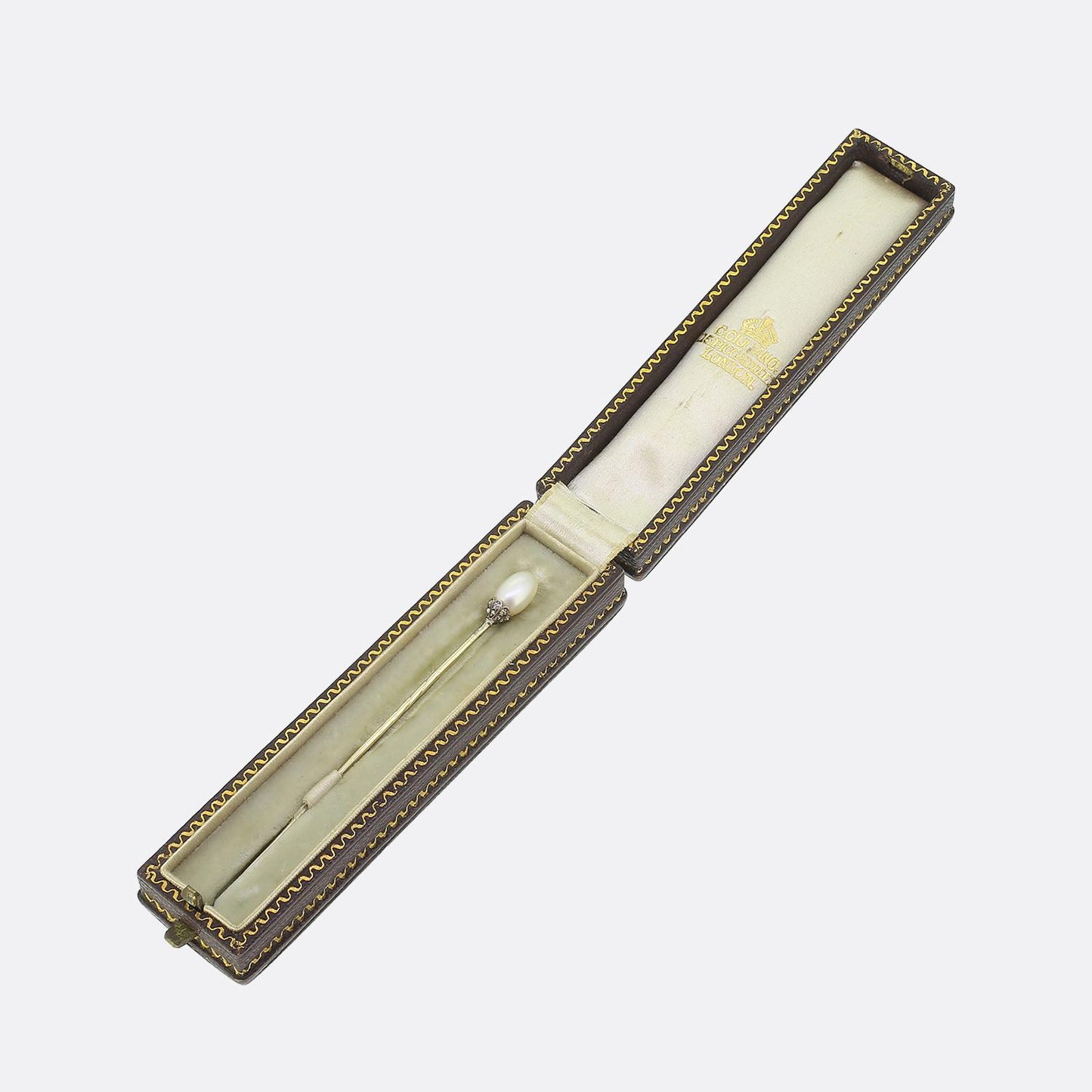Antique Natural Pearl and Diamond Stick Pin