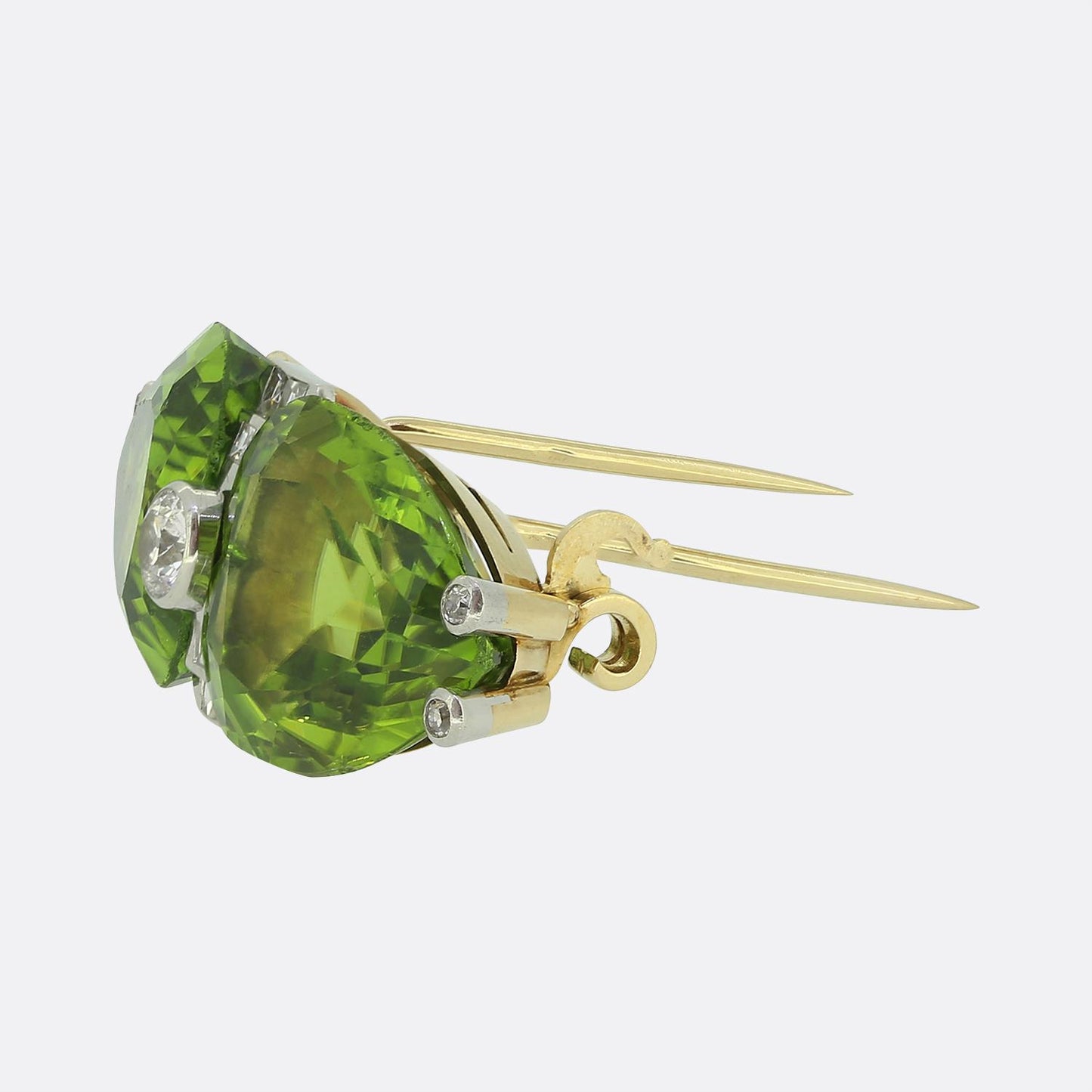 Antique Peridot and Diamond Brooch