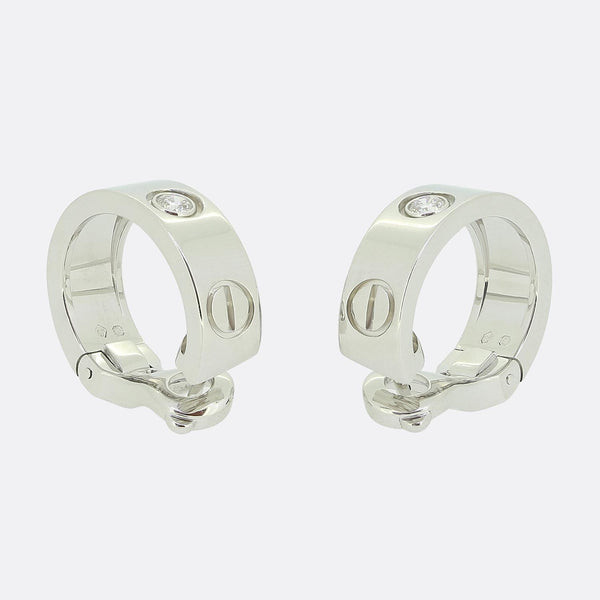 Cartier Classic Model Two Diamond Love Hoop Earrings