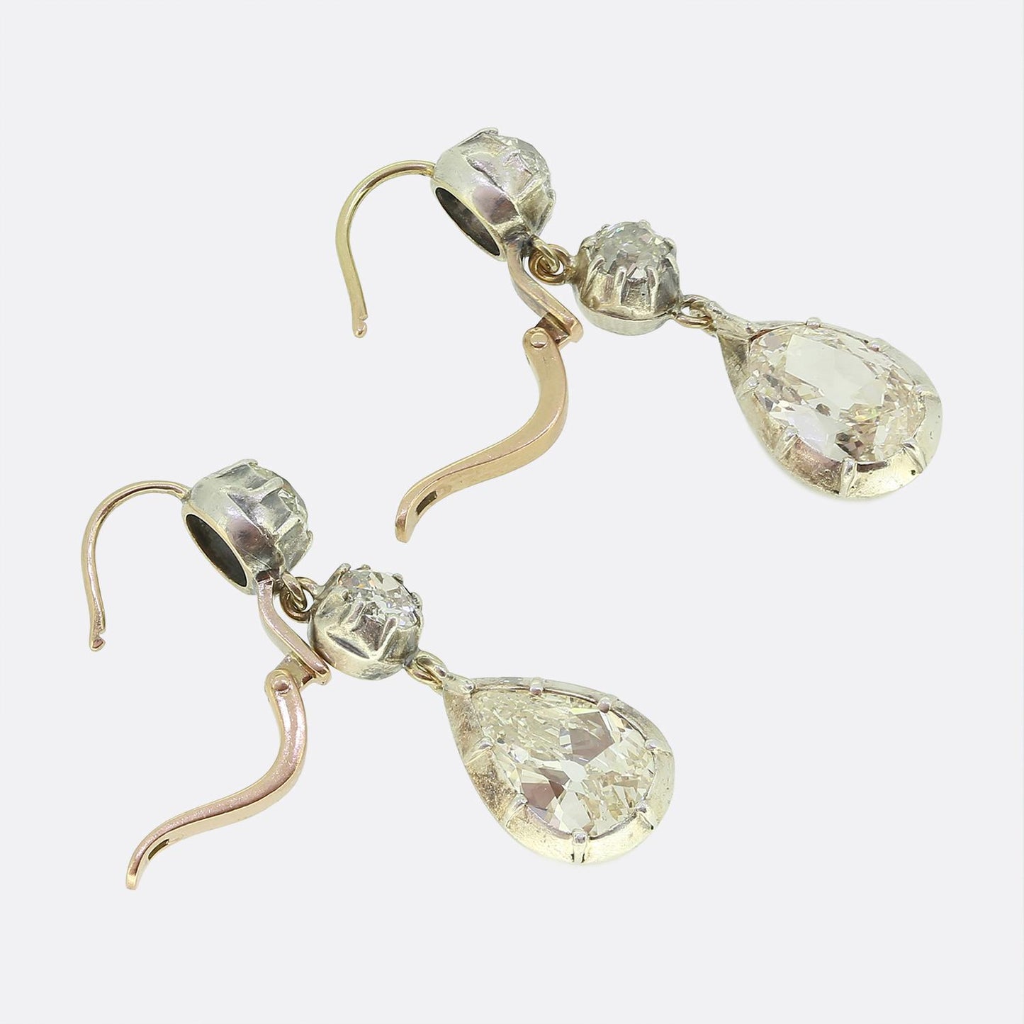 Antique 5.32 Carat Diamond Drop Earrings