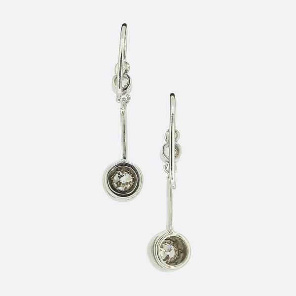 Vintage Old Cut Diamond Drop Earrings