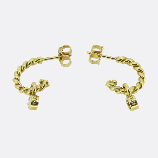 Tiffany & Co. Diamond Drop Hoop Earrings