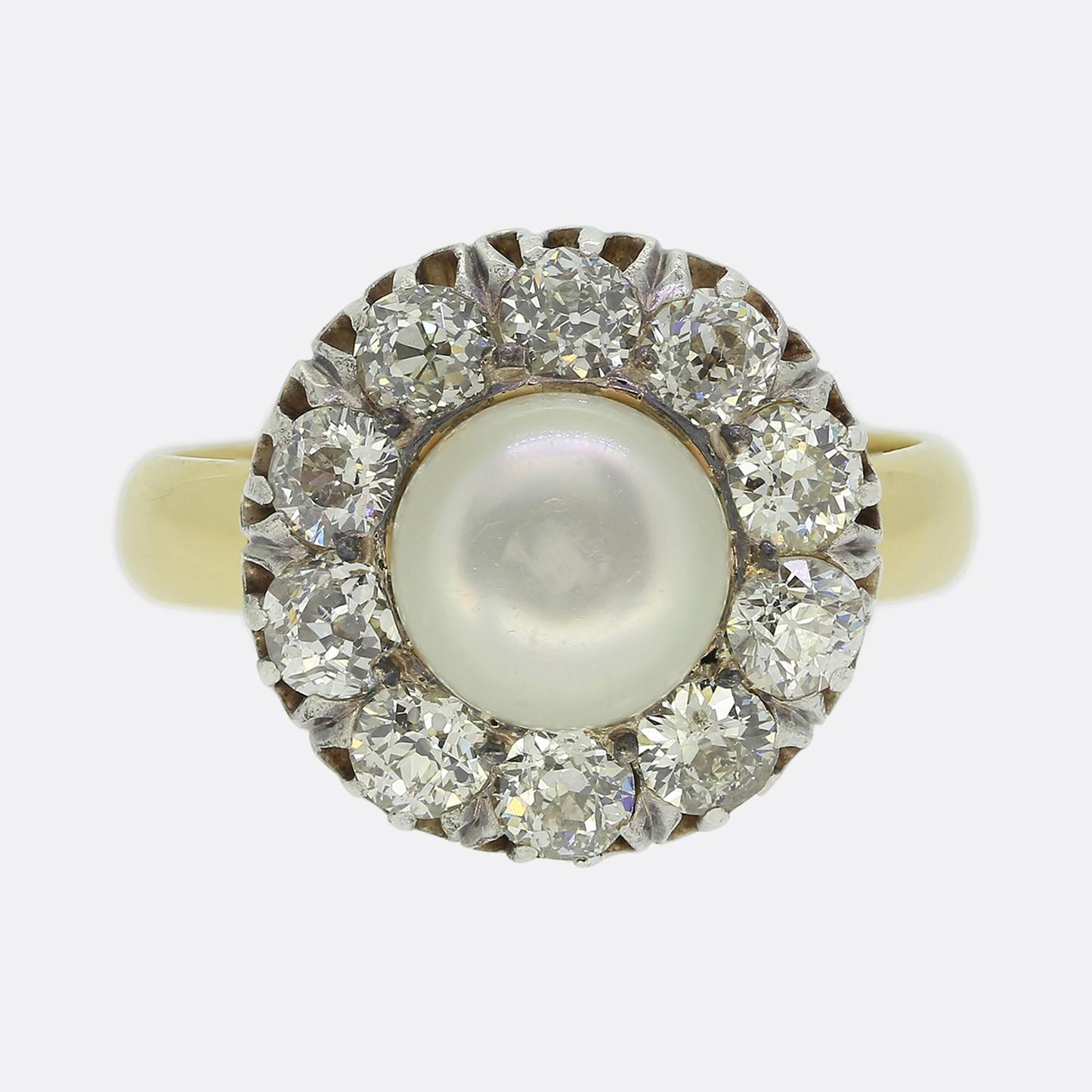 Antique Pearl and Diamond Cluster Ring