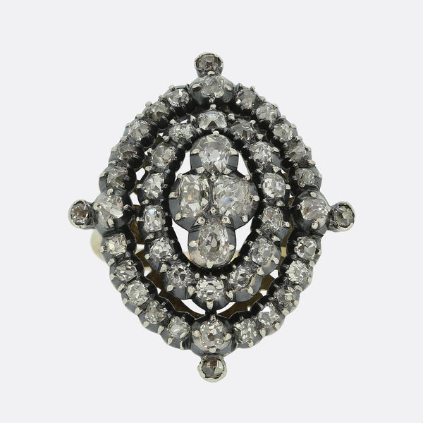 Victorian Old Cut Diamond Cluster Ring