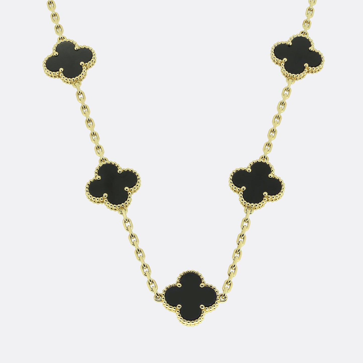 Van Cleef & Arpels Vintage Alhambra 20 Motif Onyx Necklace