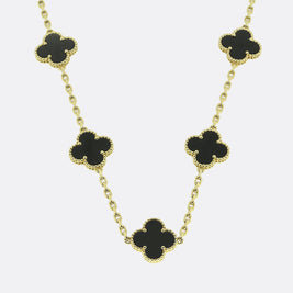 Van Cleef & Arpels Vintage Alhambra 20 Motif Onyx Necklace