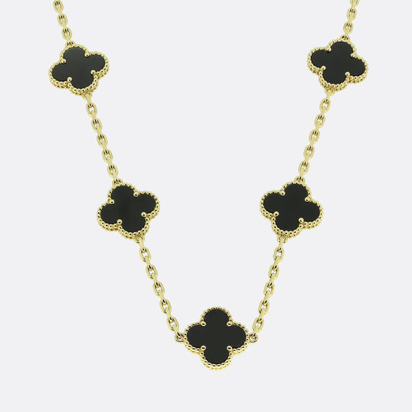 Van Cleef & Arpels Vintage Alhambra 20 Motif Onyx Necklace