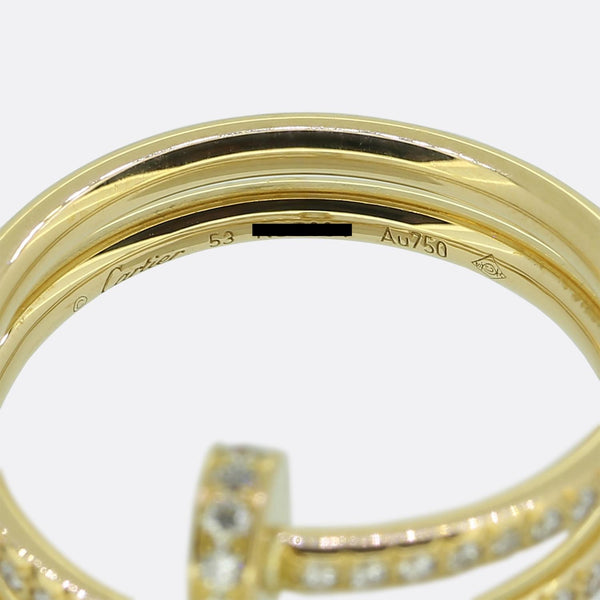 Cartier Juste un Clou Double Semi-Pavé Diamond Ring Size M (53)