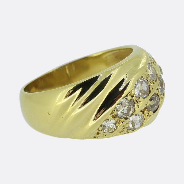 0.90 Carat Diamond Cluster Wide Band Ring