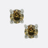 0.72 Carat Fancy Orange Yellow Diamond Stud Earrings