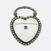 Georgian Ruby Diamond and Rock Crystal Heart Pendant Brooch
