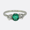 Art Deco Emerald and Diamond Three Stone Ring