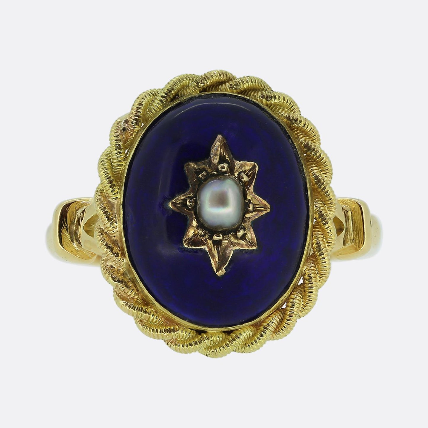 Victorian Style Natural Pearl and Enamel Dress Ring