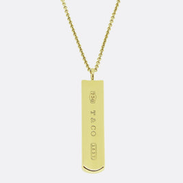 Tiffany & Co. 1837 Gold Bar Pendant Necklace