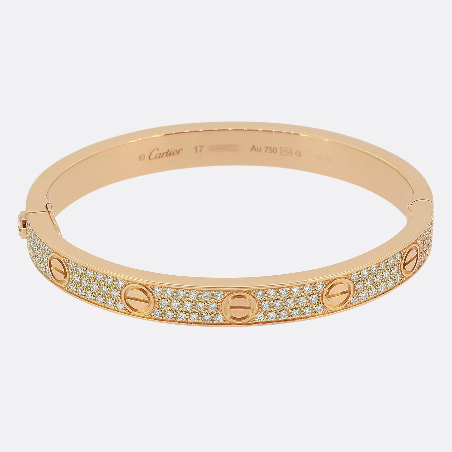 Cartier Paved Classic Model LOVE Bangle Size 17
