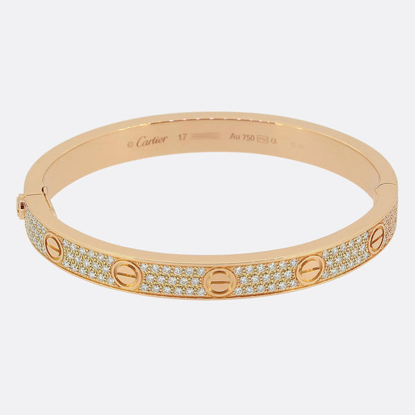 Cartier Paved Classic Model LOVE Bangle Size 17