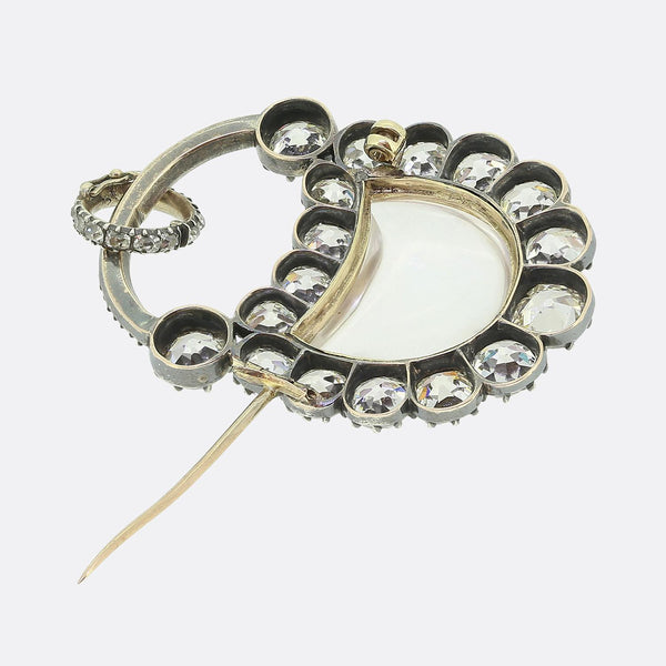 Victorian Rock Crystal and Diamond Padlock Pendant Brooch