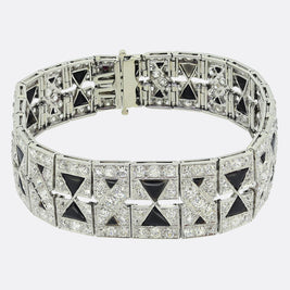 Art Deco Onyx and Diamond Bracelet
