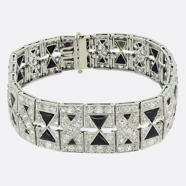 Art Deco Onyx and Diamond Bracelet