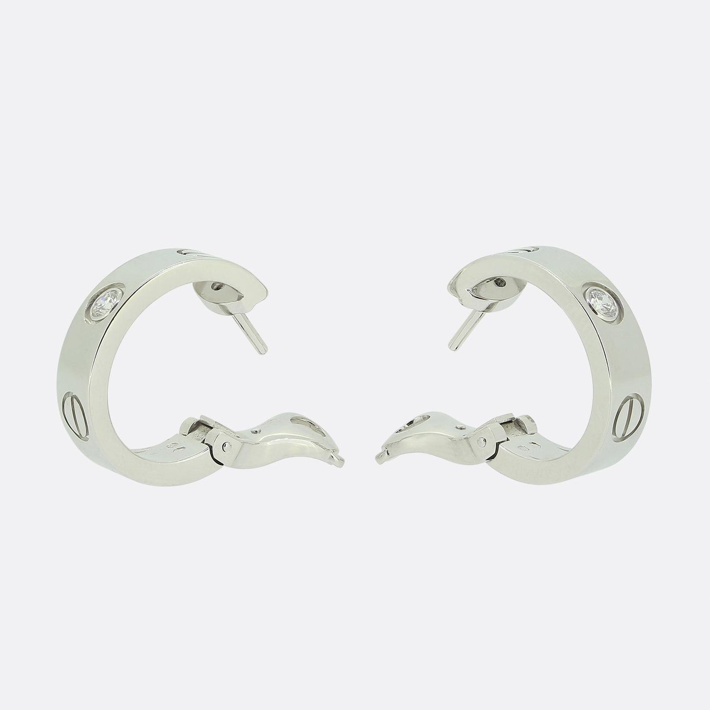 Cartier Classic Model Two Diamond Love Hoop Earrings