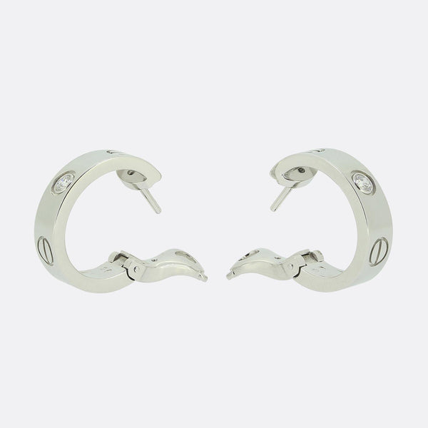 Cartier Classic Model Two Diamond Love Hoop Earrings