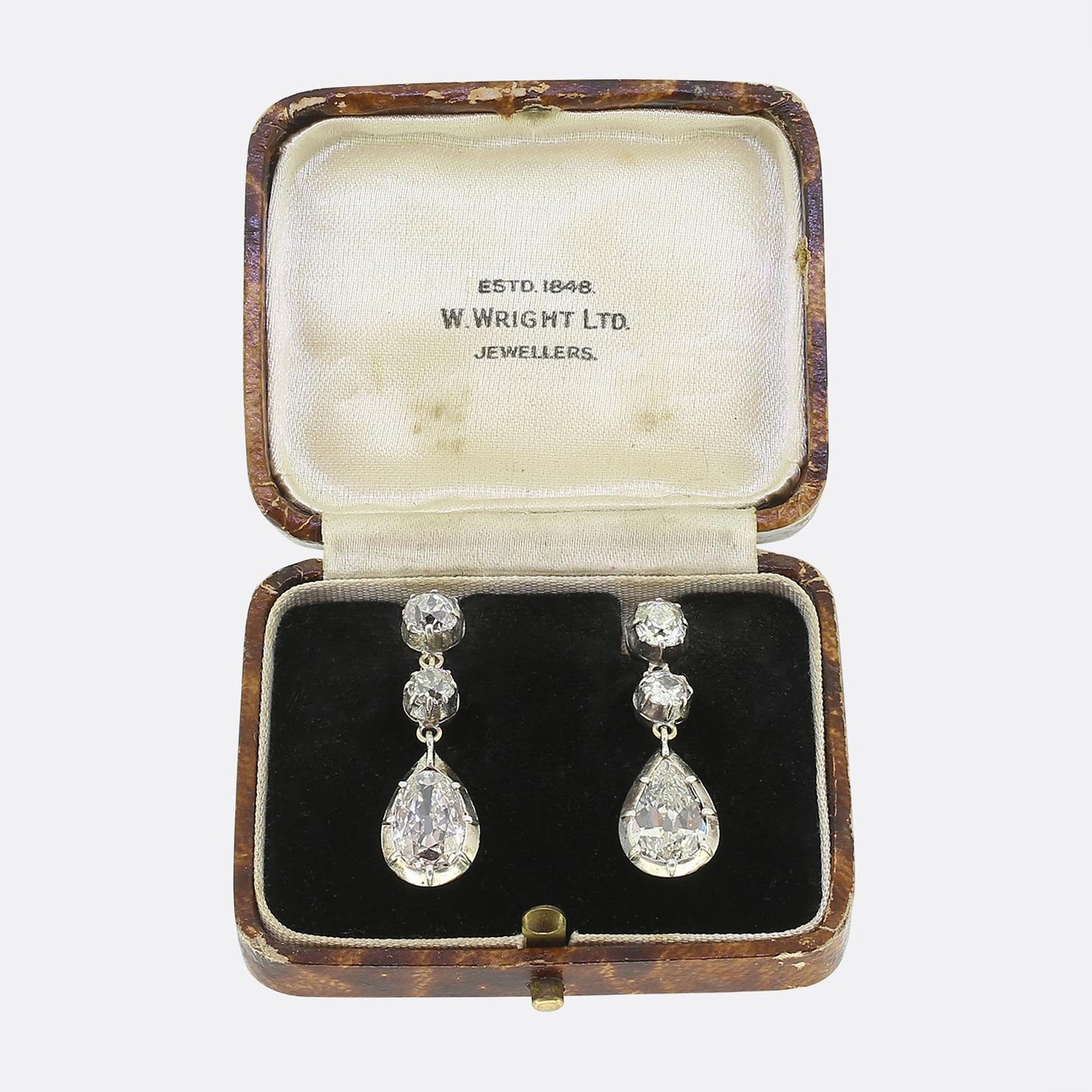 Antique 5.32 Carat Diamond Drop Earrings