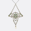 Art Deco Emerald Pearl and Diamond Lavalier Necklace