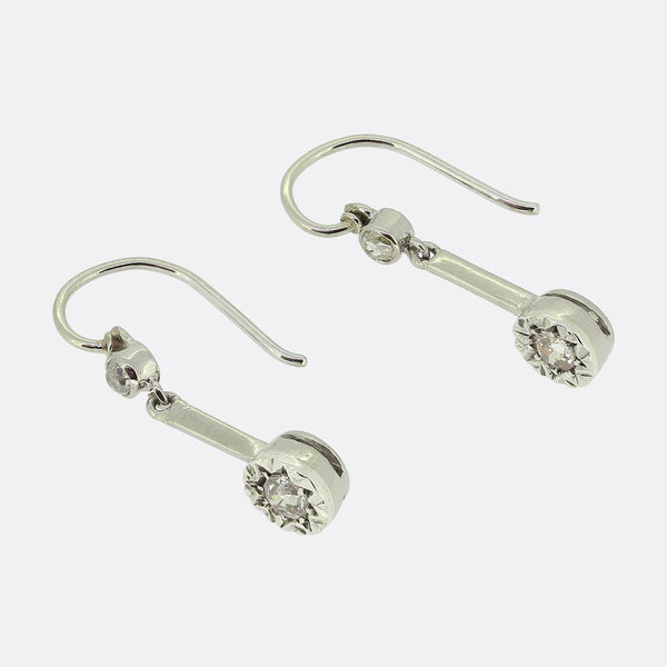 Vintage Old Cut Diamond Drop Earrings
