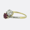 Edwardian Ruby and Diamond Two-Stone Crossover Ring