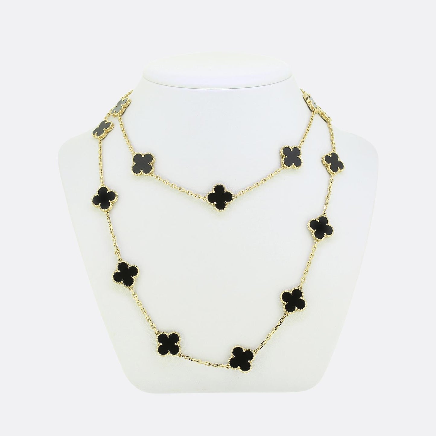 Van Cleef & Arpels Vintage Alhambra 20 Motif Onyx Necklace