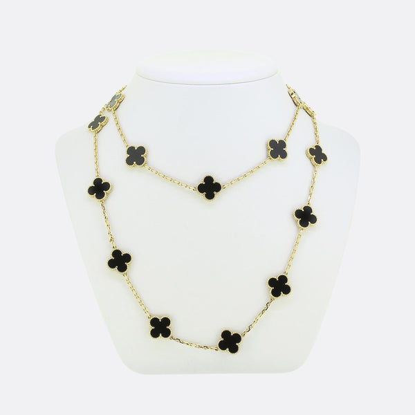 Van Cleef & Arpels Vintage Alhambra 20 Motif Onyx Necklace