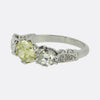 Early 20th Century Vivid Yellow Green Diamond Three-Stone Ring