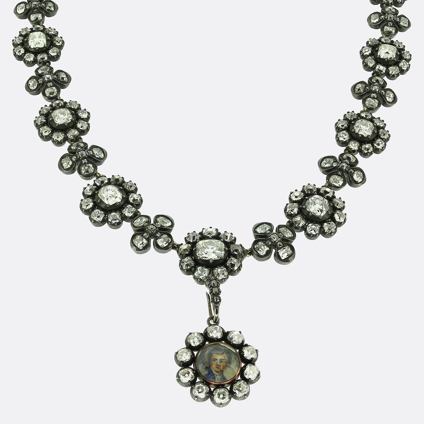 Antique 24.00 Carat Diamond Pansy Necklace