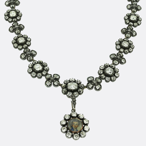 Antique 24.00 Carat Diamond Pansy Necklace