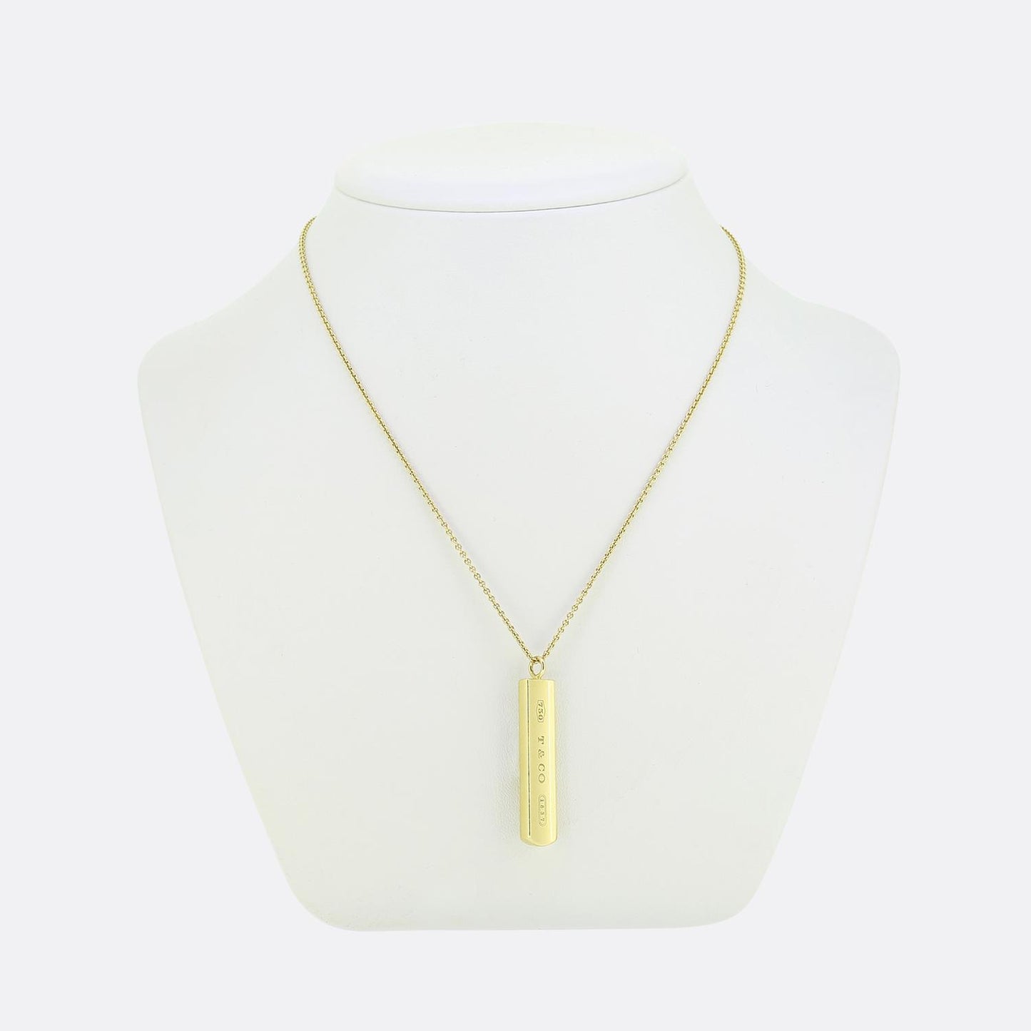Tiffany & Co. 1837 Gold Bar Pendant Necklace