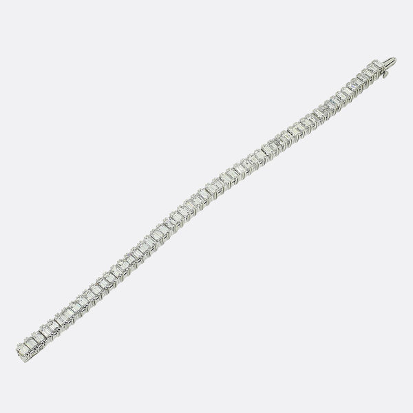 10.00 Carat Baguette Cut Diamond Line Bracelet