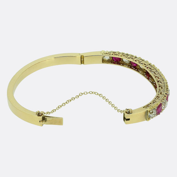 Victorian Burmese Ruby and Diamond Bangle