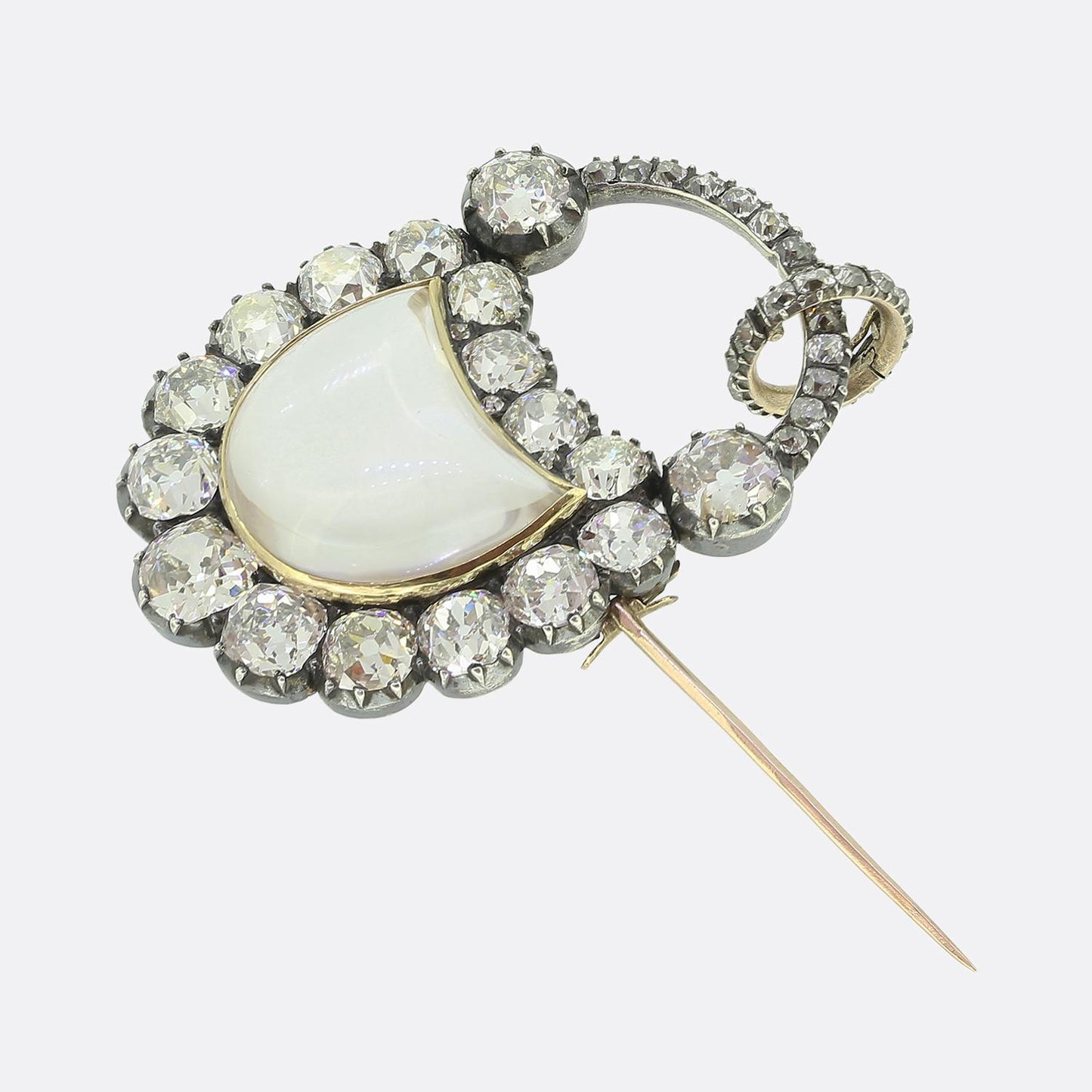 Victorian Rock Crystal and Diamond Padlock Pendant Brooch