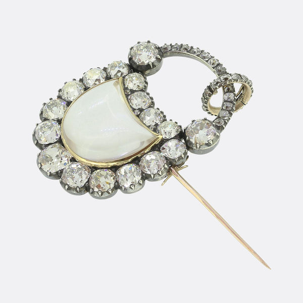Victorian Rock Crystal and Diamond Padlock Pendant Brooch