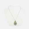 Art Nouveau Sapphire Diamond and Demantoid Garnet Pendant Necklace