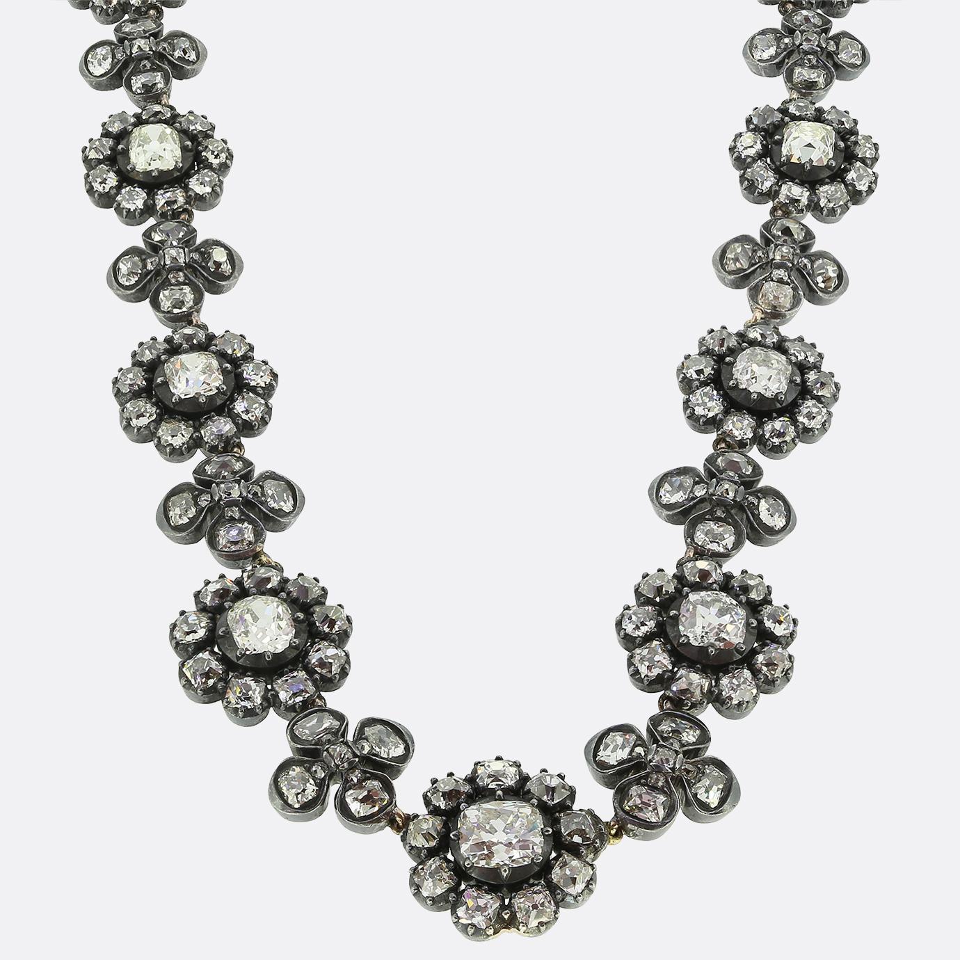 Antique 24.00 Carat Diamond Pansy Necklace