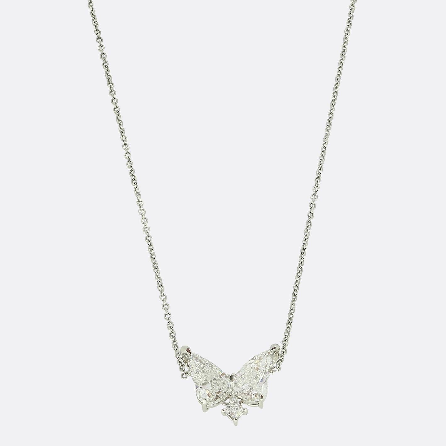 2.88 Carat Diamond Butterfly Necklace