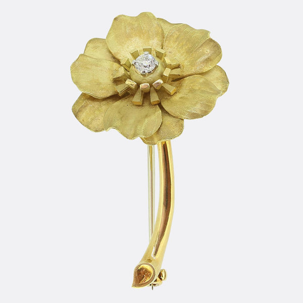 Vintage Cartier Diamond Flower Brooch