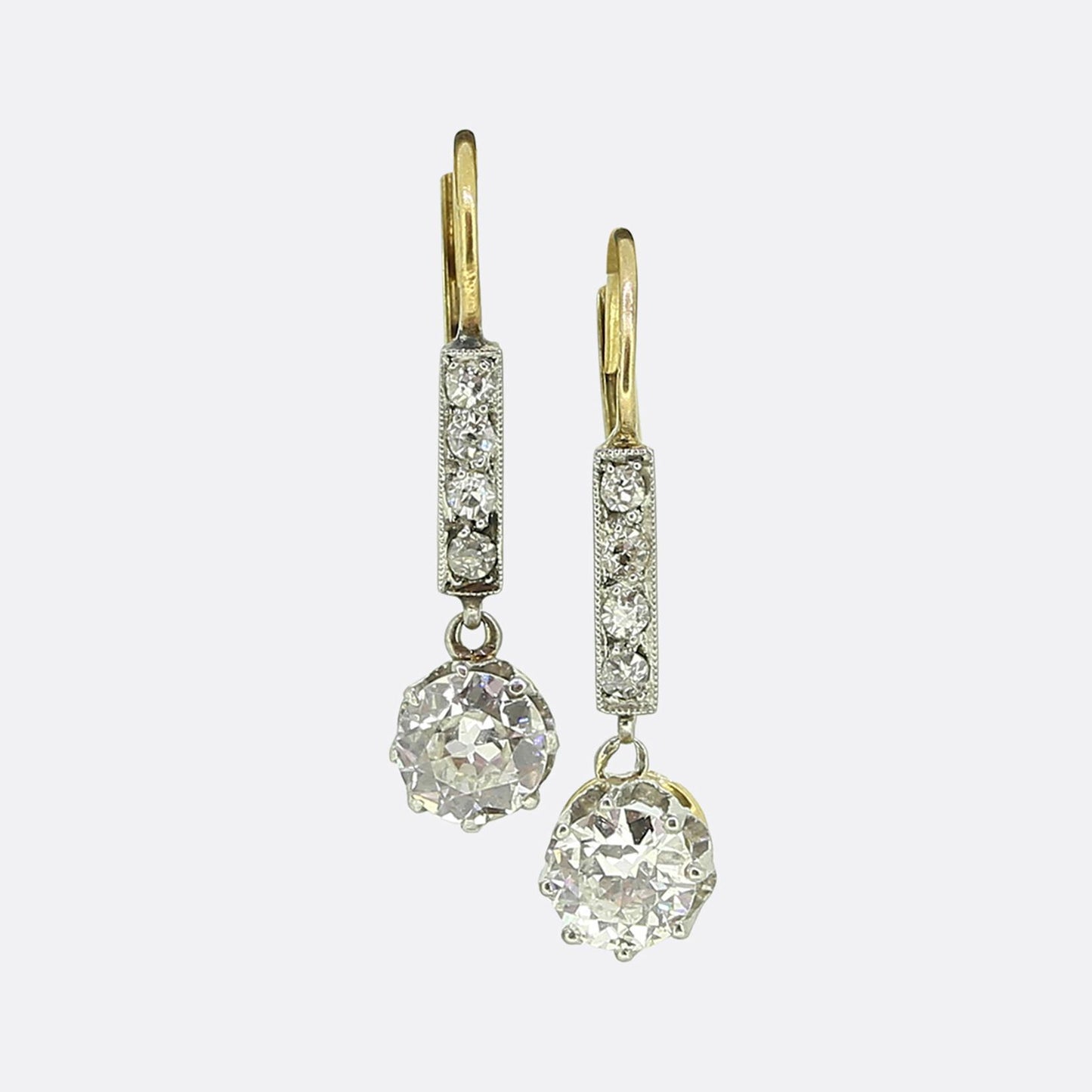 Art Deco Old Cut Diamond Drop Earrings